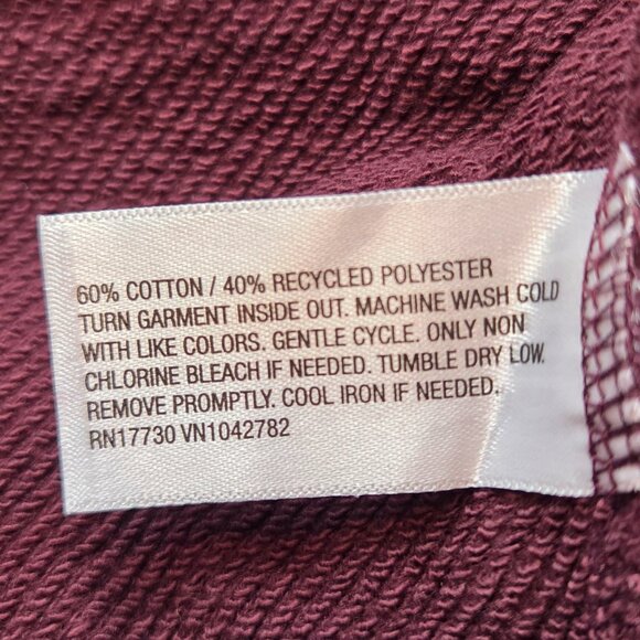 Wild Fable Polo Collar Pullover Sweatshirt Size L Oxblood Burgundy Raglan Sleeve - Picture 6 of 7